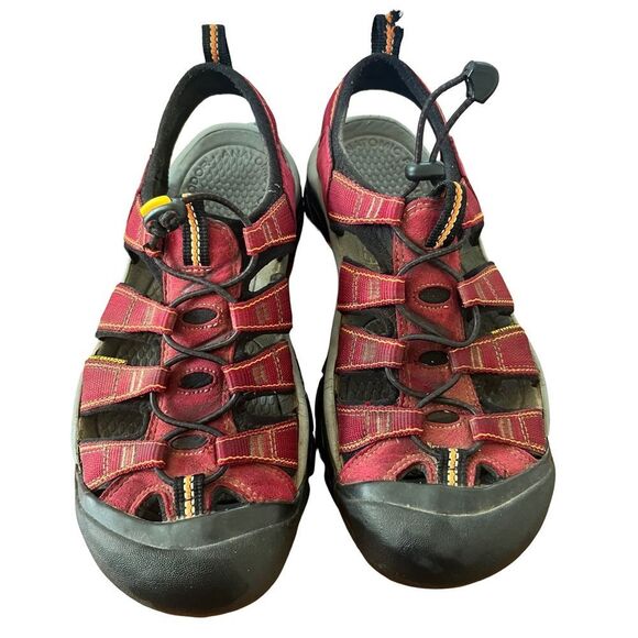 Keen Newport H2 Red Canvas Waterproof Leather Rugged‎ Water Bungee Cord Sandals - Picture 2 of 11